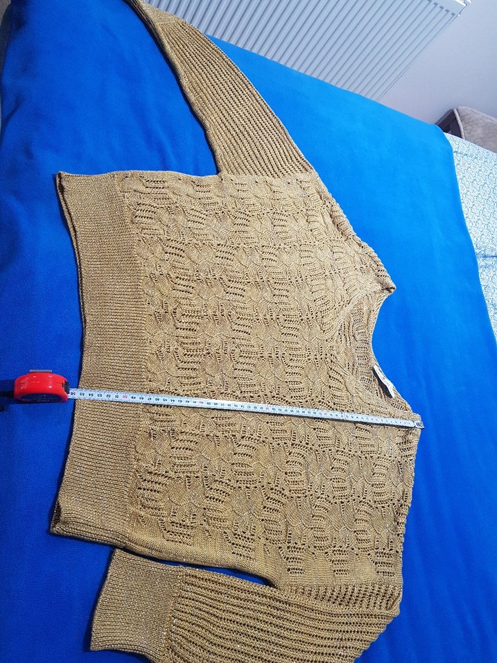 Peraluna Simli sarı Örgü Kadın triko Kazak - Görsel 4