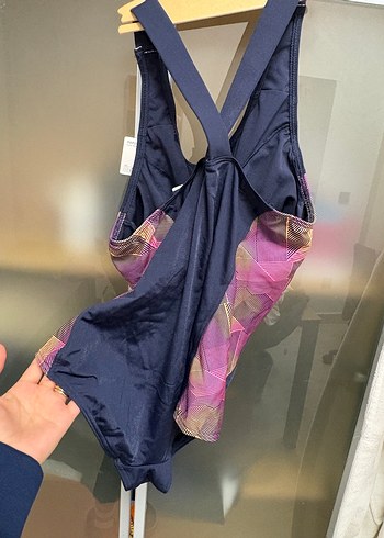 Lacivert Tie-Dye Desenli Atletik Kadın yüzücü mayosu - Görsel 4