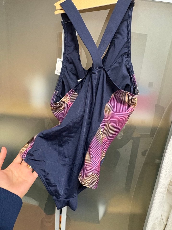 Lacivert Tie-Dye Desenli Atletik Kadın yüzücü mayosu - Görsel 4