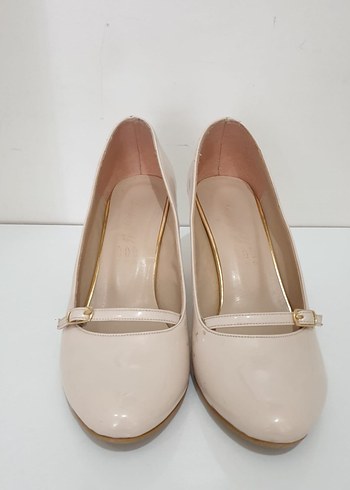 Bej Tokalı Kadın Topuklu ayakkabı - Görsel 2
