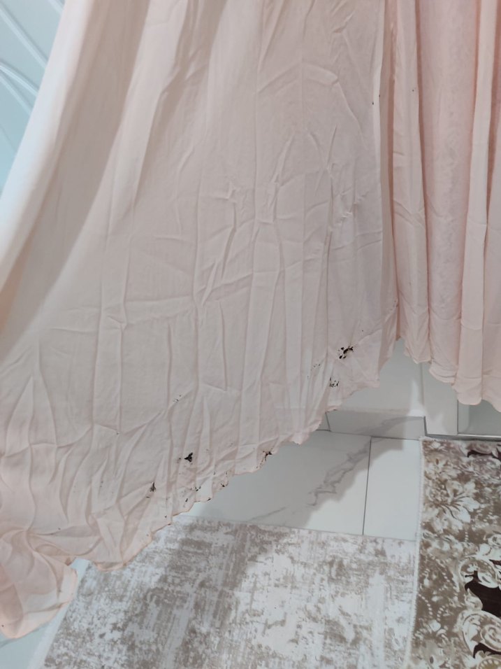 Pembe Dantel İşlemeli Uzun Kol Abiye Elbise - Görsel 3