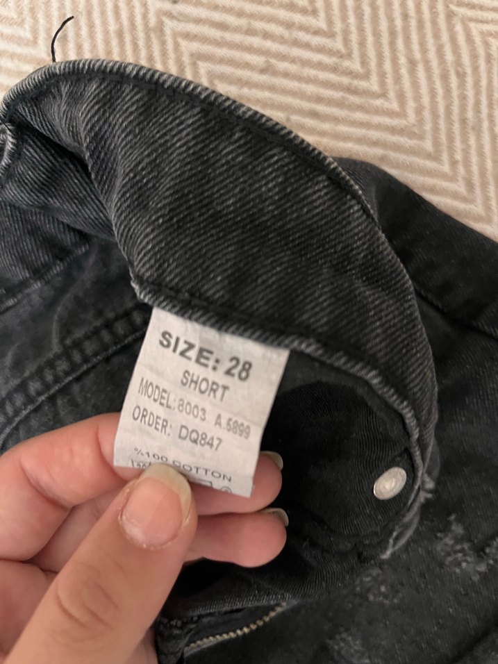 Salaş Siyah Mini Kot Şort - Görsel 4