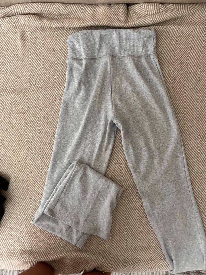 Gri Keten Kadın Kumaş İspanyol paça Tayt - Görsel 2