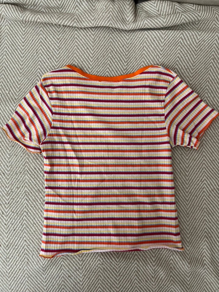 Kız Çocuk Çizgili Kısa Kollu Tişört - Görsel 2