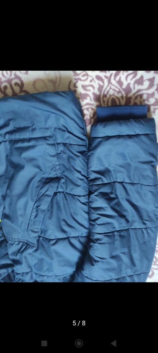 Mavi Kapüşonlu Fermuarlı Kış Montu - Görsel 5