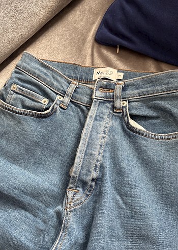 s Beden mavi Renk Düğmeli Kadın Mavi Denim Jean