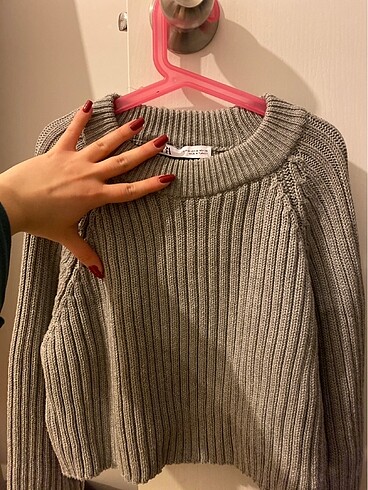 Zara Tok kumaş kalın crop zara kazak