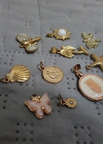 Altın Renkli Payetli Bohem Kadın Charm Seti - Görsel 2