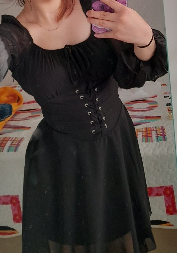 Korseli Siyah Gotik Mini Elbise - Görsel 2