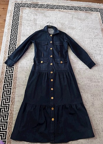 Kemerli Siyah Uzun Kot Elbise 36 38 uyumlu - Görsel 4