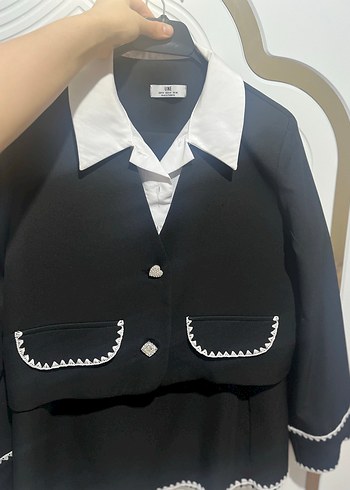 Nakış Detaylı Uzun Siyah Kadın Takım - Görsel 3