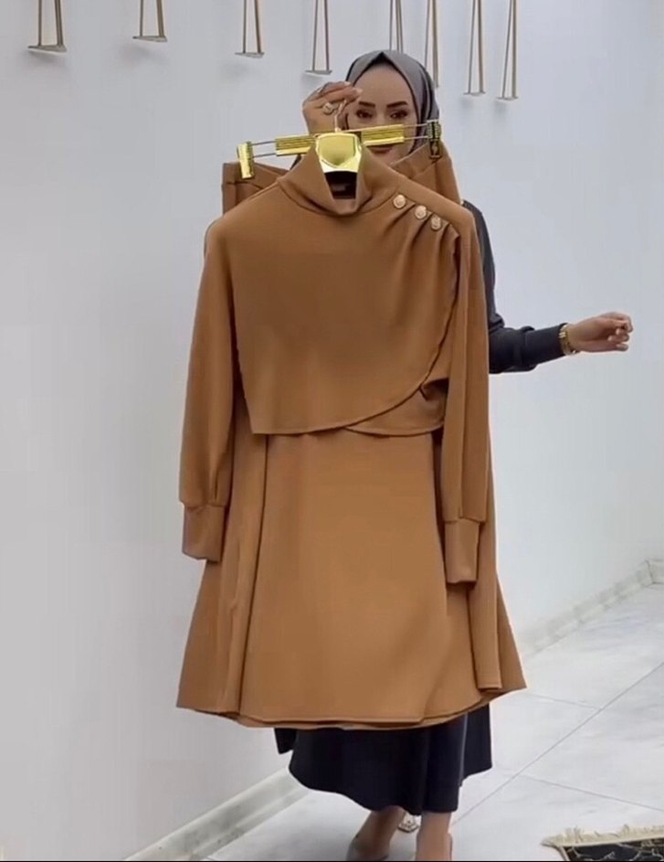 Camel Renkli Uzun Triko takım - Görsel 3