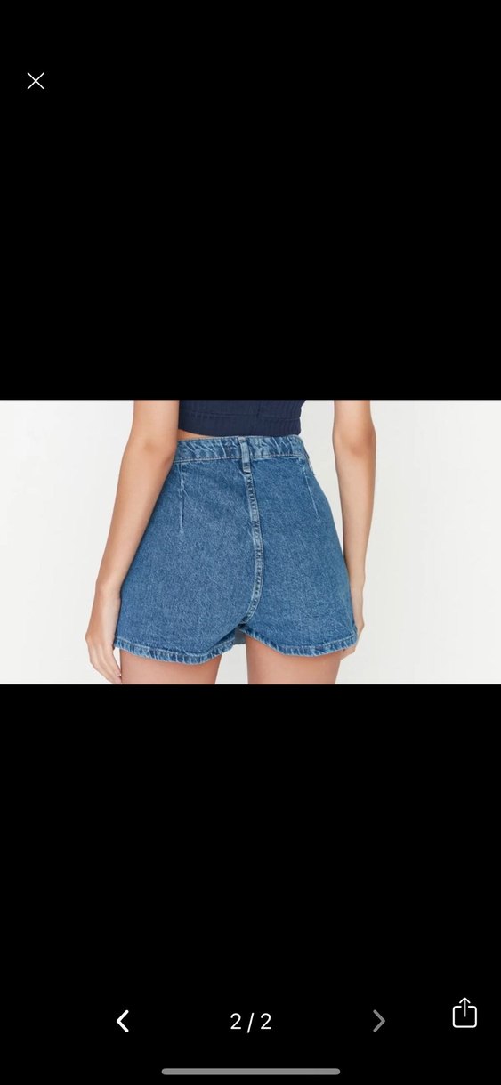 Kadın Mavi Midi Kot Şort - Görsel 2