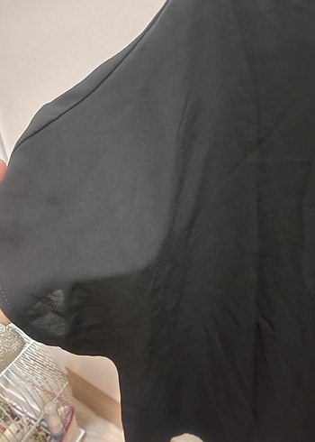 Siyah Kısa Kollu Salaş Kadın Bluz - Görsel 3