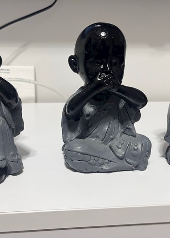 Siyah Koyu Renkli Üçlü Budist Figür Seti - Görsel 2