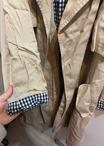 Bej Midi Kemerli Kadın Trençkot - Görsel 4