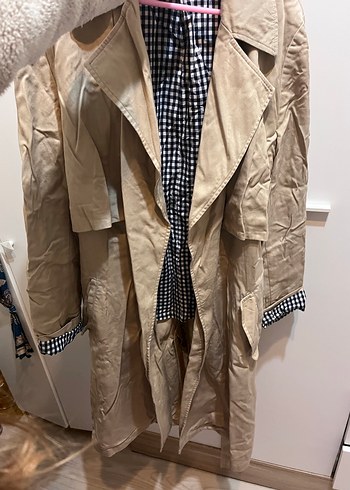 Bej Midi Kemerli Kadın Trençkot - Görsel 6