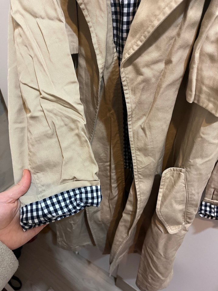 Bej Midi Kemerli Kadın Trençkot - Görsel 4