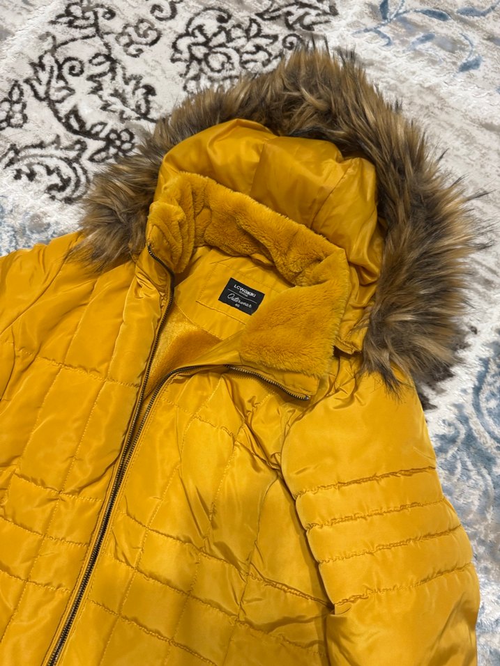 LC Waikiki Sarı Kürklü Kadın Mont - Görsel 3