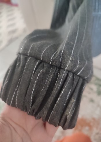 s Beden Gri Çizgili Kadın Blazer Ceket