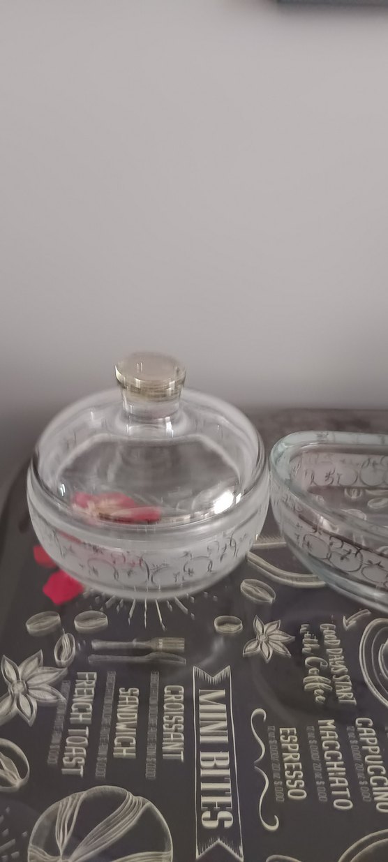 Nakış Desenli Gri-Beyaz Cam Servis Seti - Görsel 2