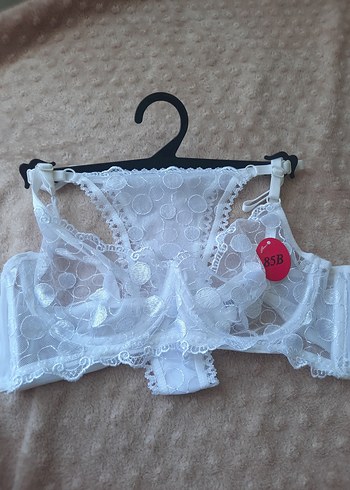 Nakışlı Vintage Beyaz Midi Sütyen