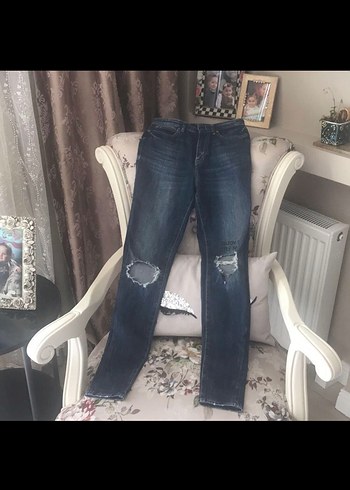 xs Beden Guess Mavi Denim Dar Kesim Pantolon