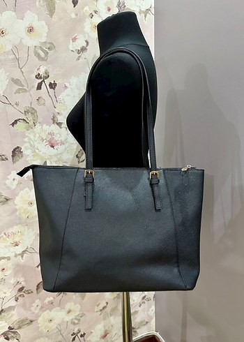 Pierre Cardin Siyah Deri Fermuarlı Kadın İş Çantası