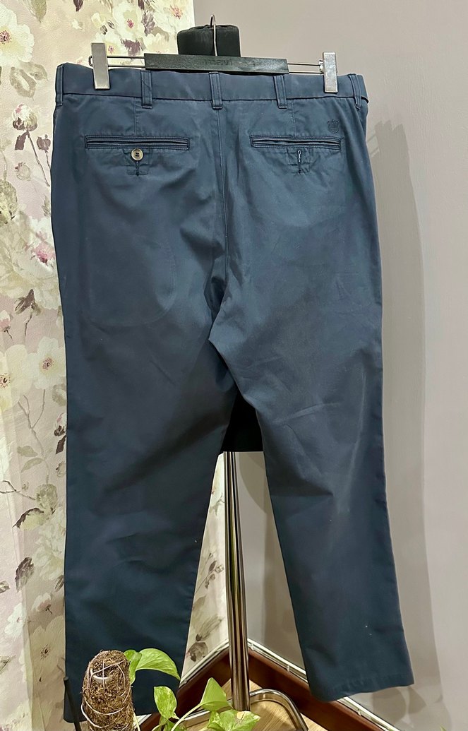 Düğmeli Erkek Mavi Rahat Kesim Pantolon - Görsel 2