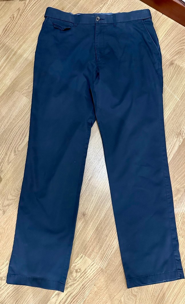 Düğmeli Erkek Mavi Rahat Kesim Pantolon - Görsel 3