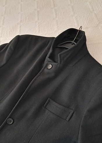 Düğmeli Siyah Erkek kaşe pardesü Kaban - Görsel 3