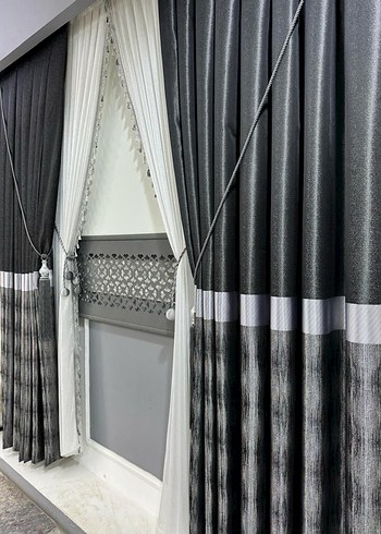 Gri Nakışlı Klasik Perde - Görsel 2