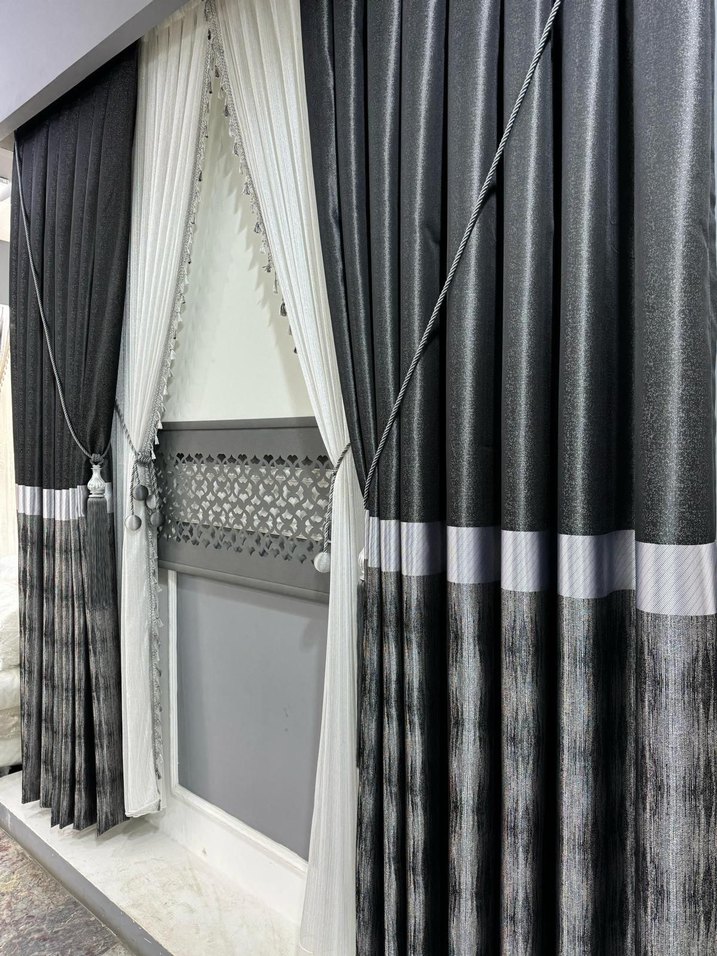 Gri Nakışlı Klasik Perde - Görsel 2