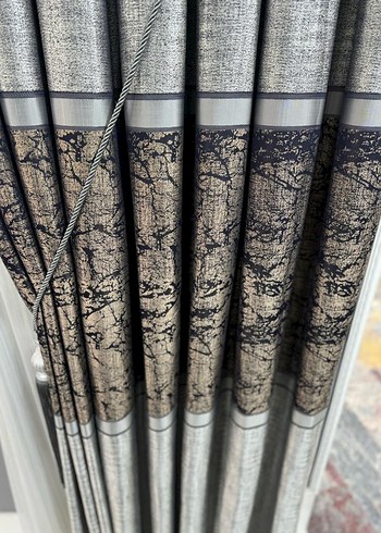 Desenli Gri Konvansiyonel Perde - Görsel 2