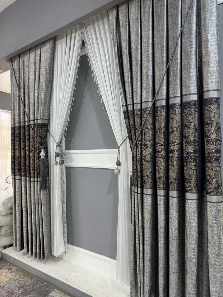 Desenli Gri Konvansiyonel Perde - Görsel 3