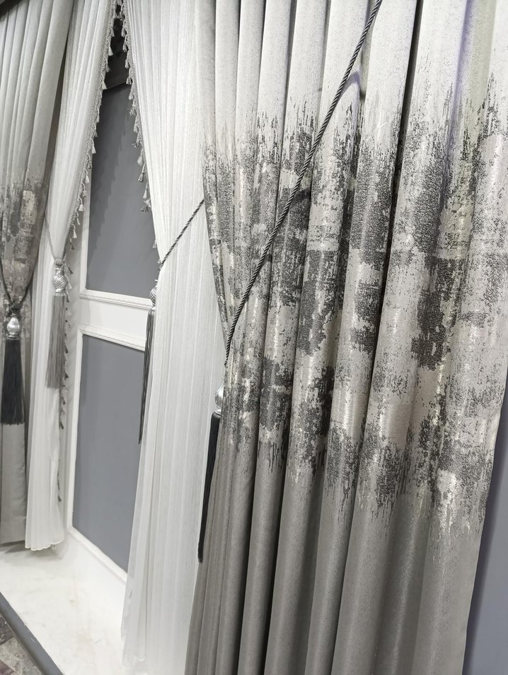 Gri Nakışlı Modern Klasik Perde - Görsel 3