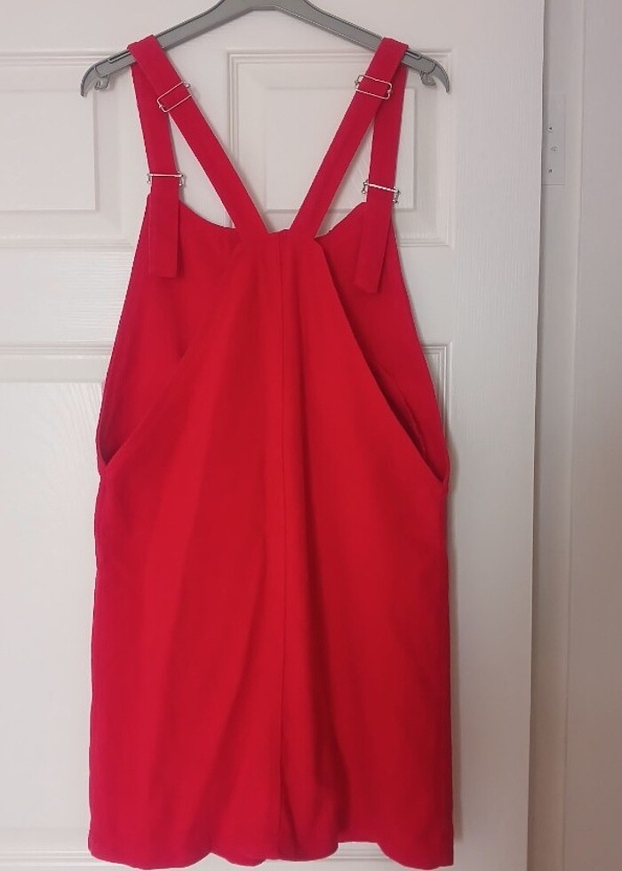 Kırmızı M beden Jean Salopet - Görsel 2