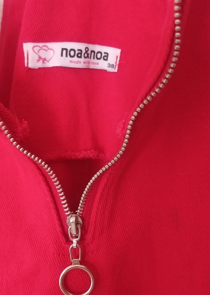 Kırmızı M beden Jean Salopet - Görsel 4