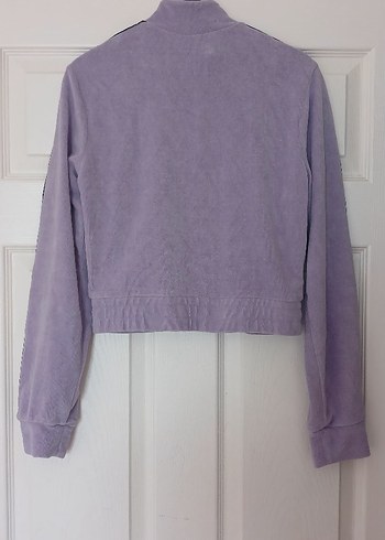 Lila Rengi Yumuşak Kadife Kumaşlı Kadın Spor Ceket - Görsel 2