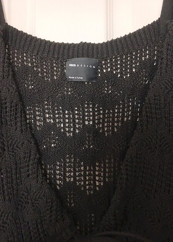 xs Beden Asos XS Beden Siyah Triko Askılı Mini Elbise