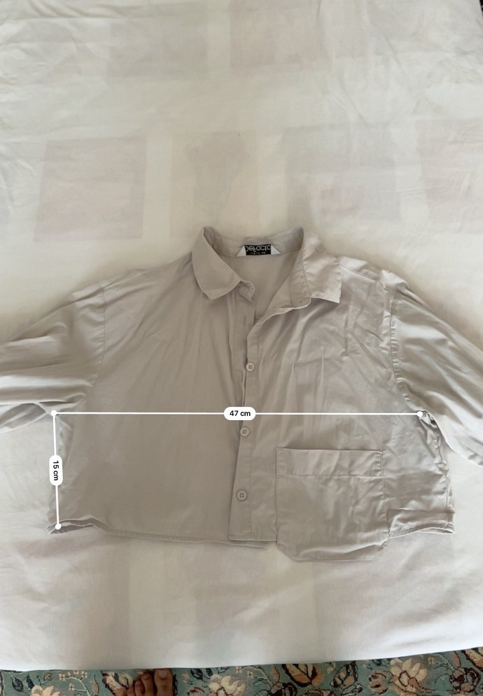 Gri Düğmeli Keten Kadın Gömlek - Görsel 5