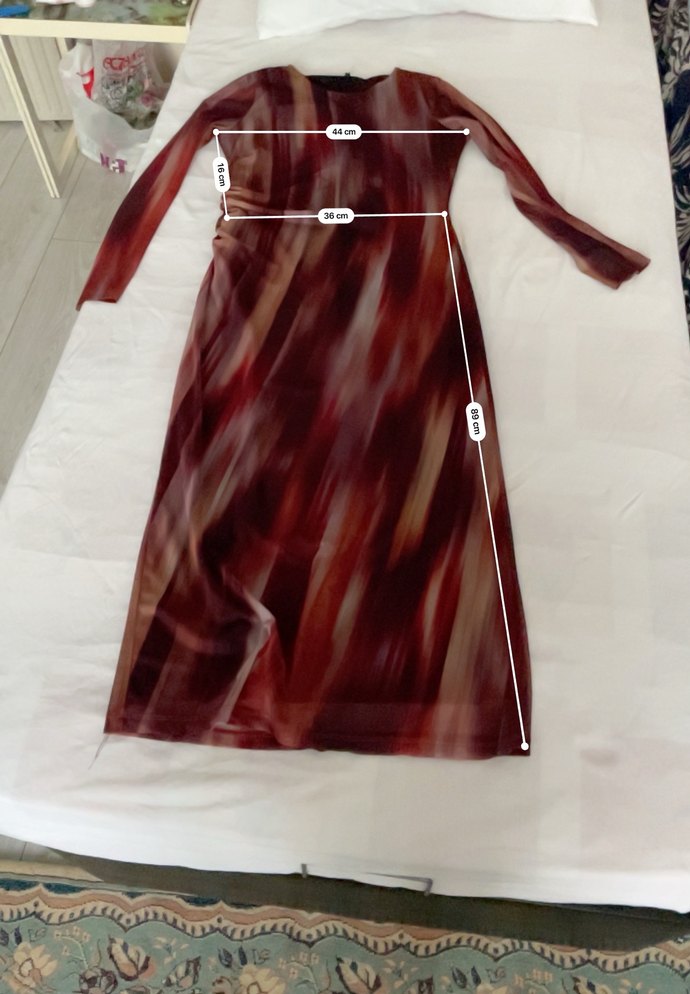 Bordo Bağlamalı Uzun Kollu Drapeli Elbise - Görsel 4