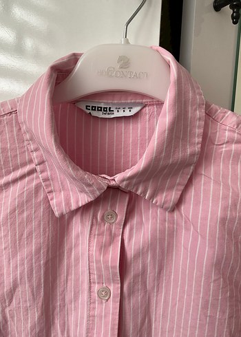 Pembe Çizgili Keten Uzun Kollu Gömlek - Görsel 3