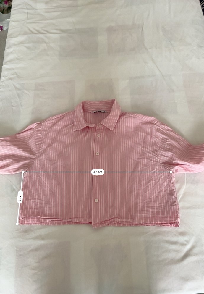 Pembe Çizgili Keten Uzun Kollu Gömlek - Görsel 5