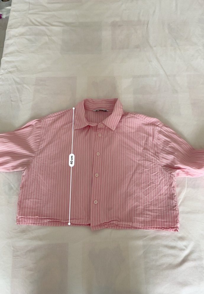 Pembe Çizgili Keten Uzun Kollu Gömlek - Görsel 4