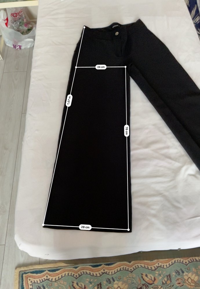 Düğmeli Siyah Kadın Kumaş Pantolon - Görsel 2