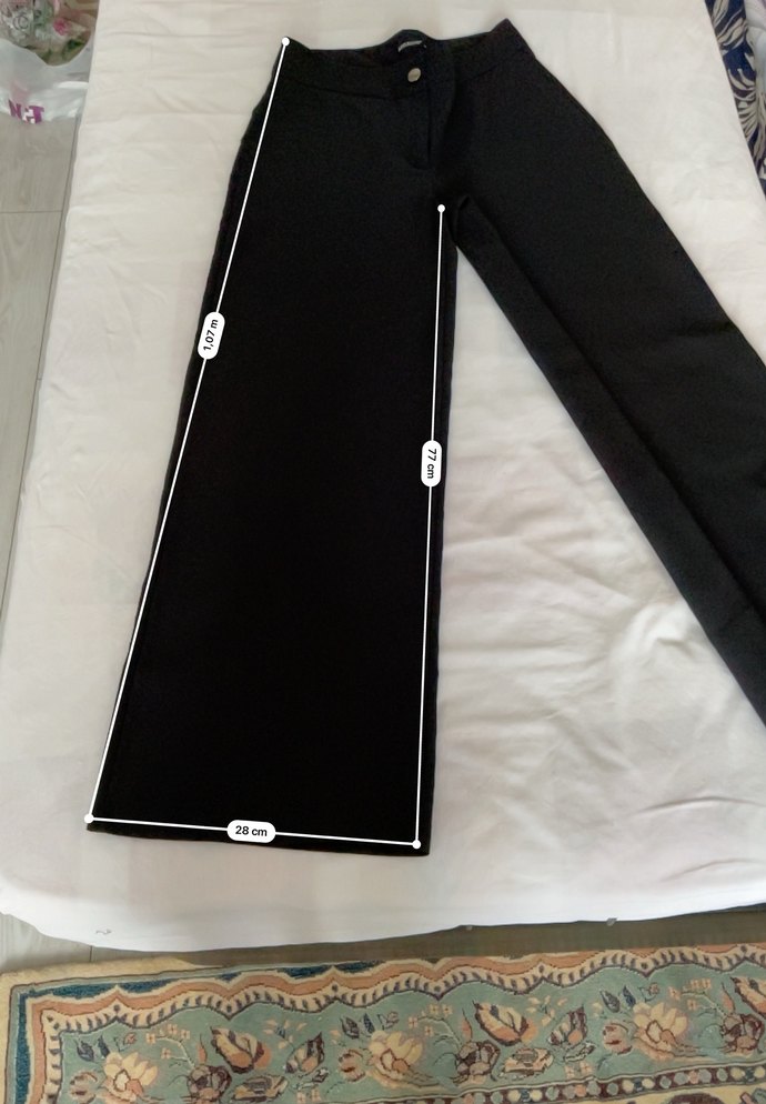 Düğmeli Siyah Kadın Kumaş Pantolon - Görsel 4