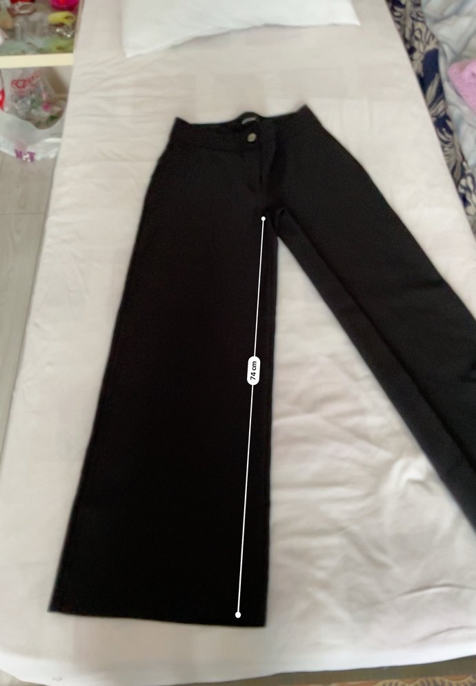 Düğmeli Siyah Kadın Kumaş Pantolon - Görsel 3