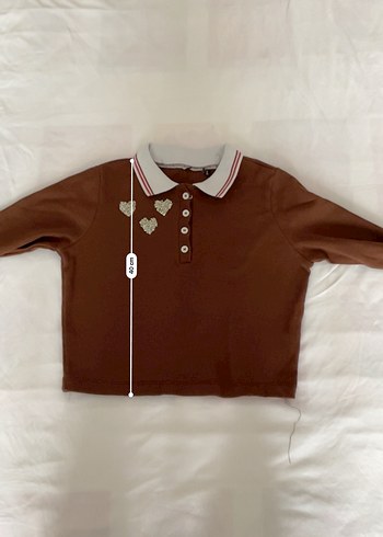 Kahverengi polo yaka Uzun Kollu Düğmeli Bluz- crop - Görsel 3