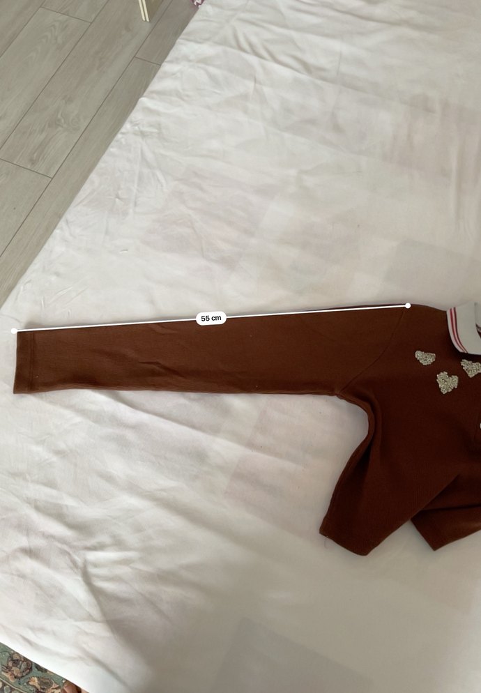 Kahverengi polo yaka Uzun Kollu Düğmeli Bluz- crop - Görsel 5